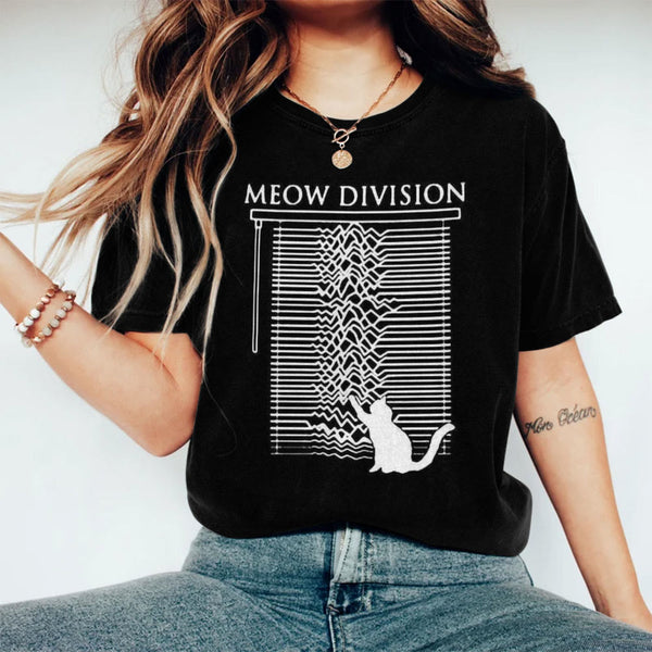 Funny Meow Division Print T-shirt