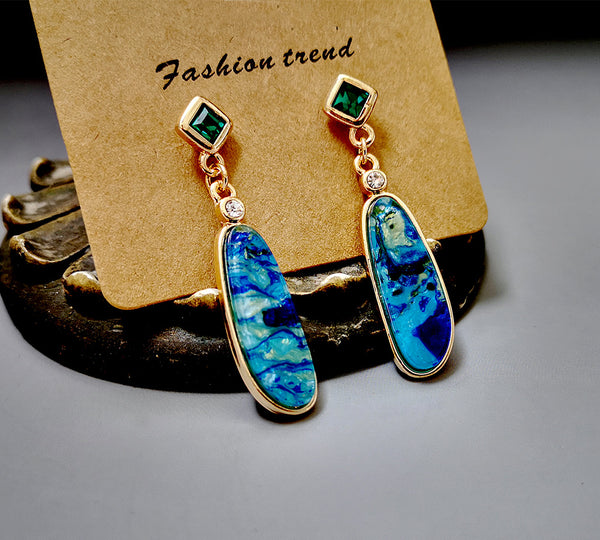 Blue Ocean Stone Earrings