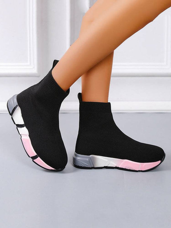 Color Block Knitted Platform Boots