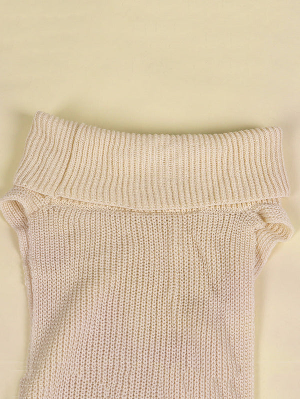 Slit Turtleneck Knitted Top