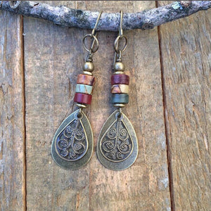 Antique Copper Carved Earrings