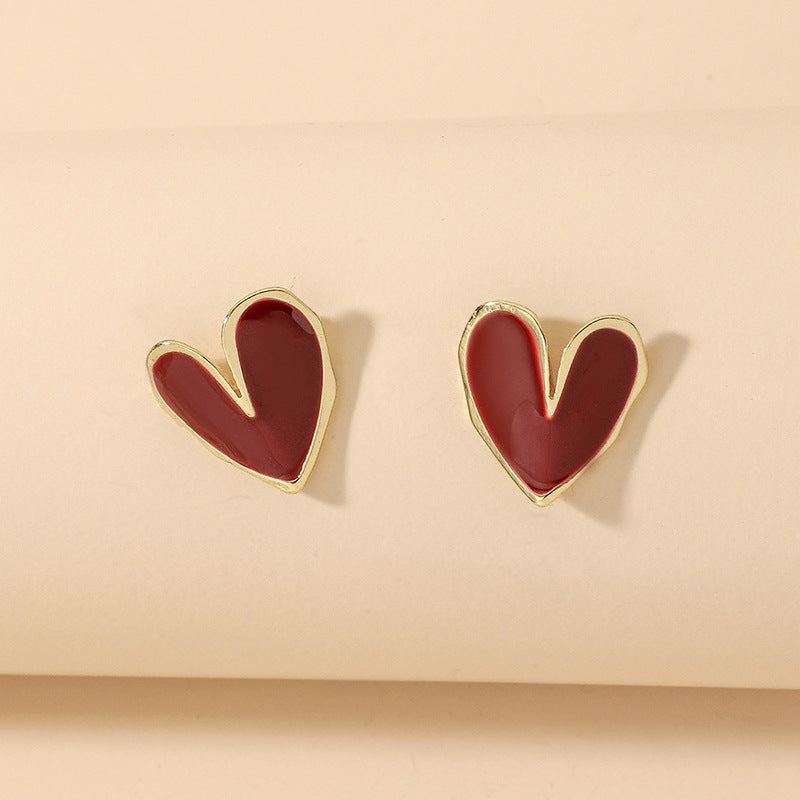 Wine Red Love Earrings