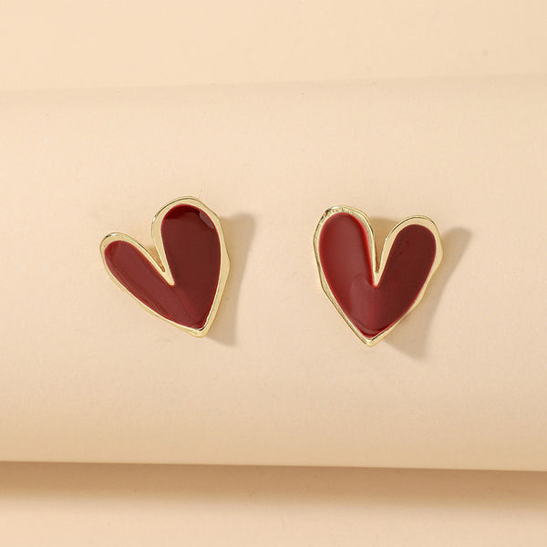 Wine Red Love Earrings