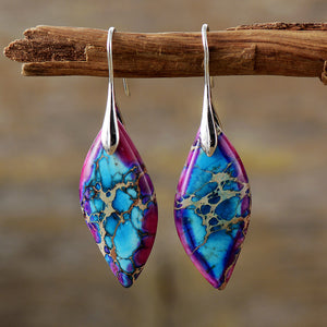 Emperor Stone Leaf Pendant Earrings