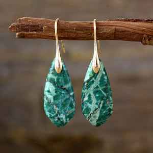 Natural stone water drop pendant earrings