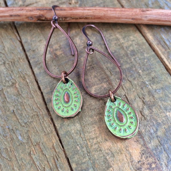 Simple Green Pendant Earrings