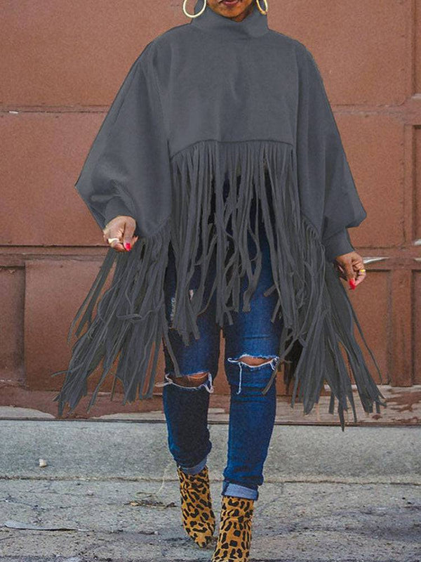 Solid Fringed Faux Suede Top