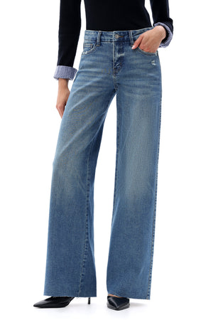 ONESO Women Retro Mid Rise Wide Leg Jeans