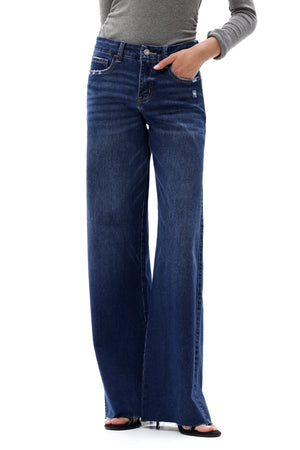 ONESO Women Coastal-Inspired Mid Rise Wide Leg Jeans