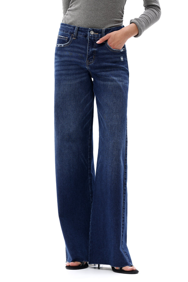 ONESO Women Coastal-Inspired Mid Rise Wide Leg Jeans