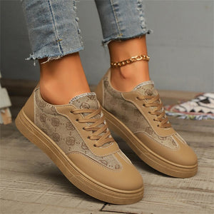 Flat Printed Casual Round Toe Sneakers