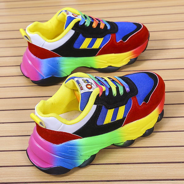 Thick Sole Colourful Front Lace Up Sporty