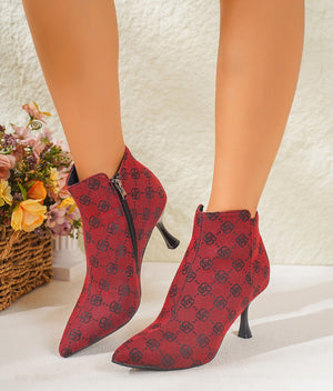 Patterned Stiletto Heeled Boots