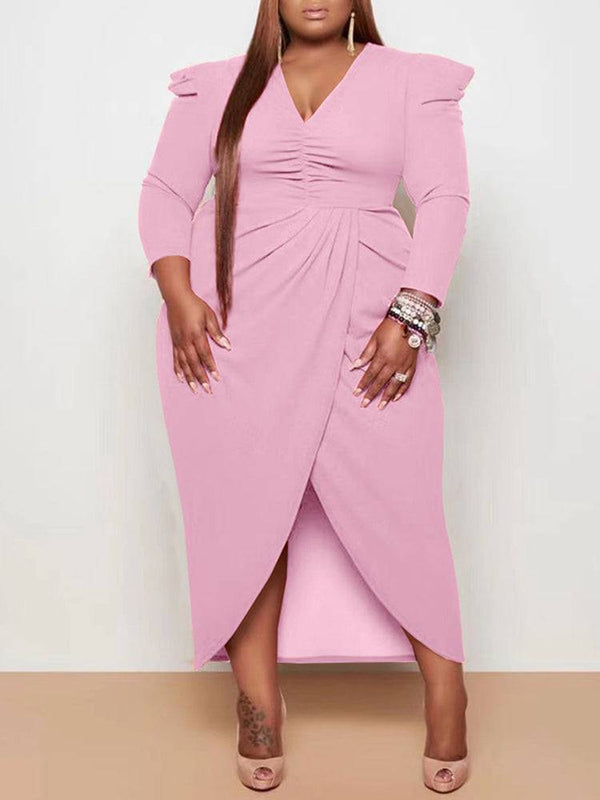 Ruched Front Split Dress