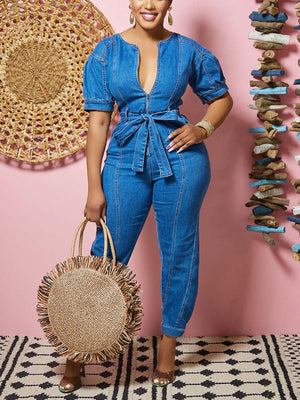 Denim Zipper Jumpsuit