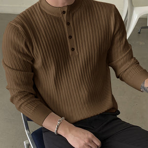 Striped Round Neck Collar Shirt