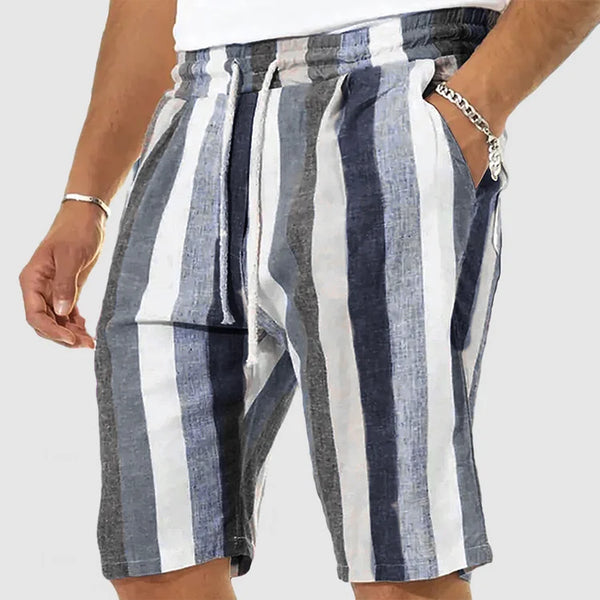 Men's Vacation Striped Cotton Linen Shorts