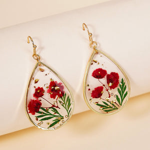 Droplet Shaped Dried Flower Earrings