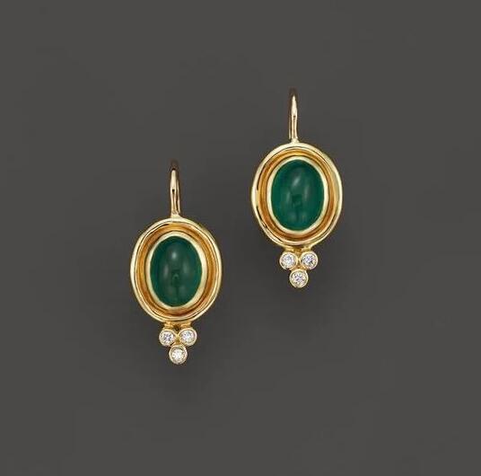 Green Oval Earrings