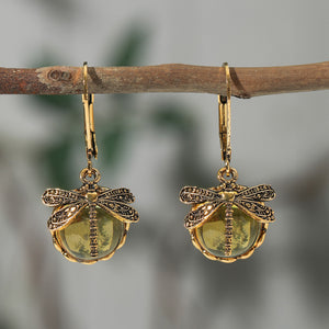 Spherical Dragonfly Earrings in Antique Silver