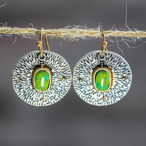 Rounded Vintage Green Stone Earrings