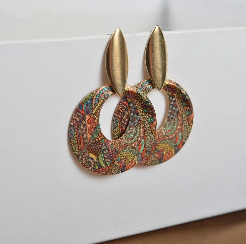 Vintage Colorful Golden Earrings