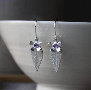 Flower And Leaf Pendant Earrings