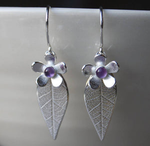 Flower And Leaf Pendant Earrings