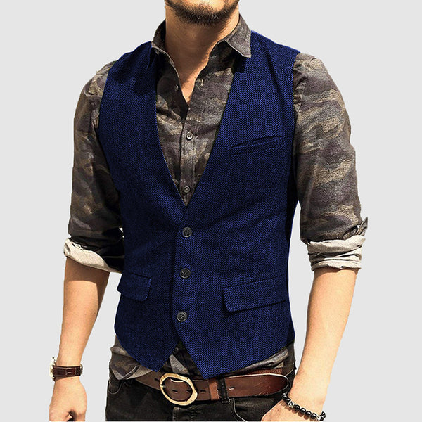 Men's Textured Detail Sleeveless Vest Jacket