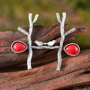 Vintage Inlaid Redpine Branch Earrings