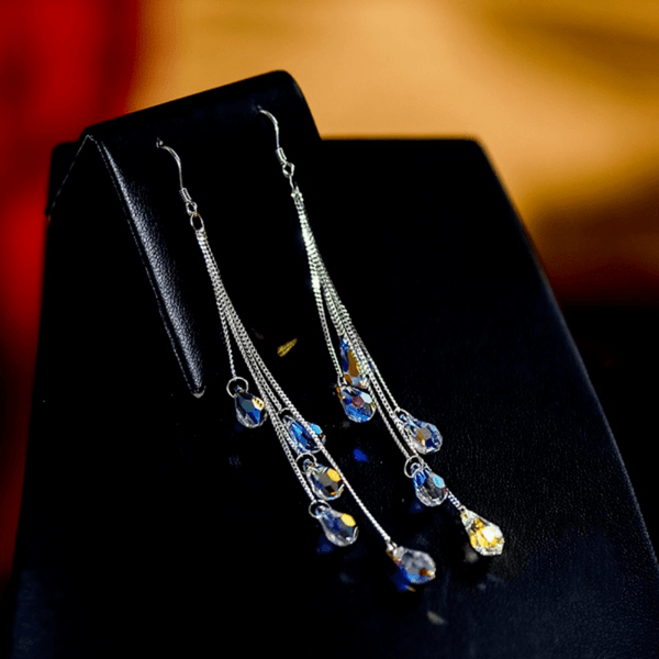 Elegant Long Teardrop Zircon Dangle Earrings