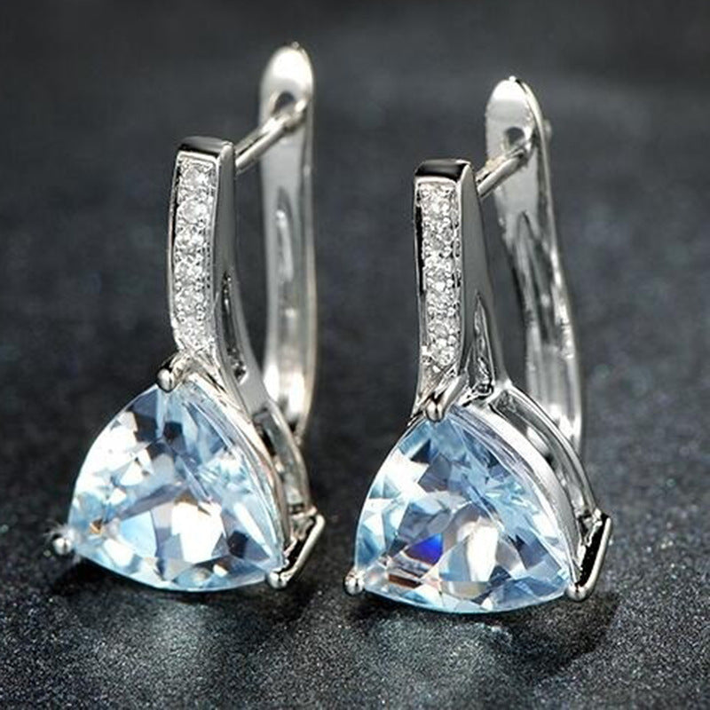 Blue Water Drop Zircon Earrings