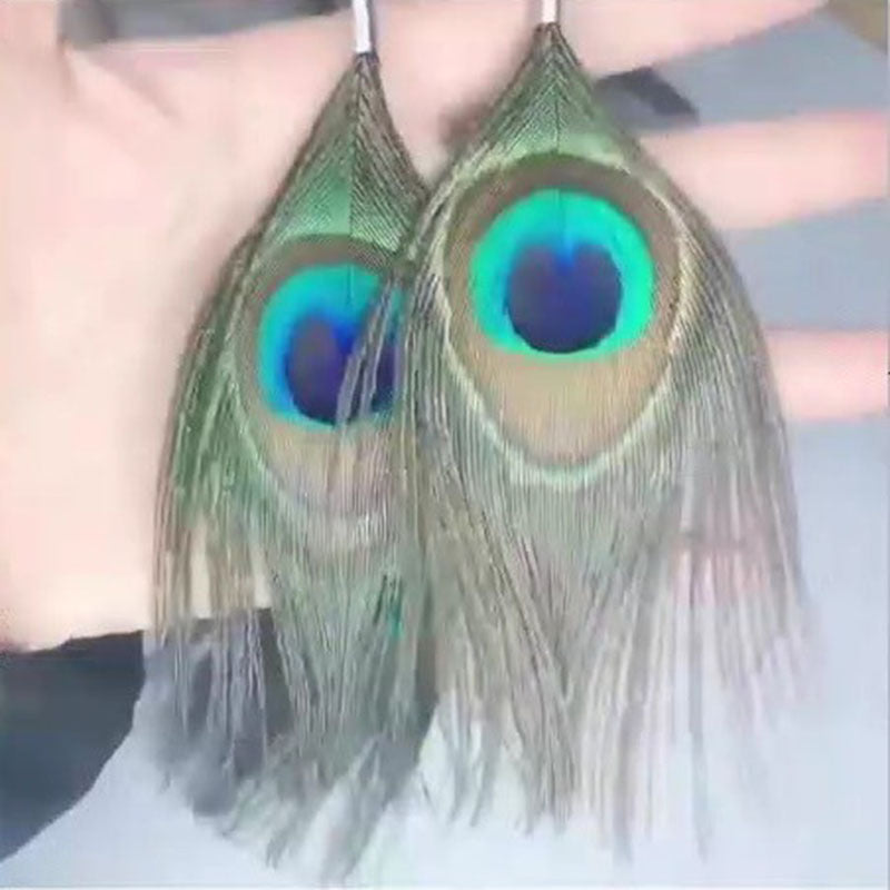 Bohemian Peacock Feather Earrings