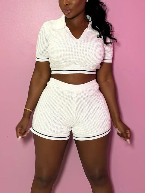 Knit Top Shorts Set