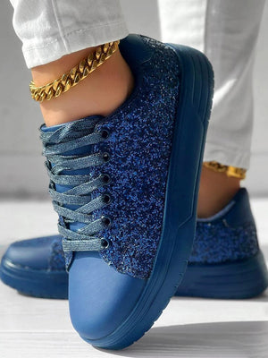 Glitter Shiny Lace Up Sneakers