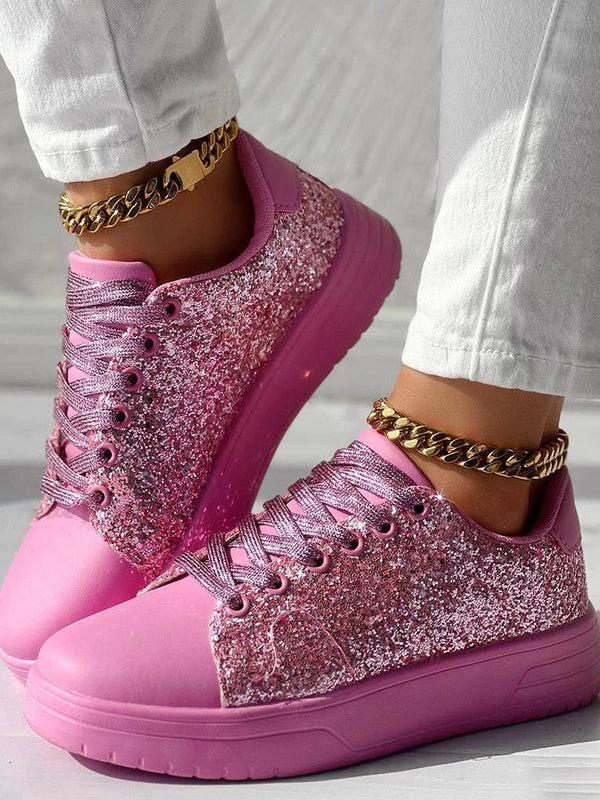 Glitter Shiny Lace Up Sneakers