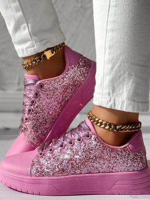 Glitter Shiny Lace Up Sneakers