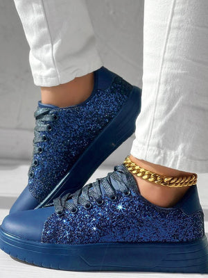 Glitter Shiny Lace Up Sneakers