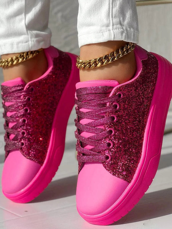 Glitter Shiny Lace Up Sneakers