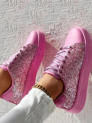 Glitter Shiny Lace Up Sneakers