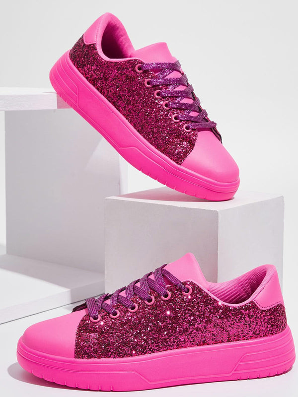 Glitter Shiny Lace Up Sneakers