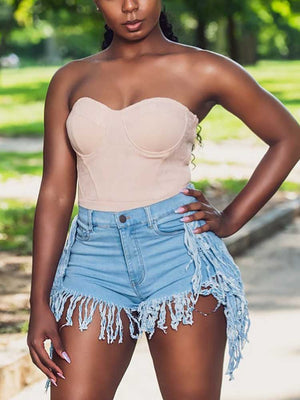 Denim Tassel Shorts