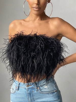 Feather Crop Top