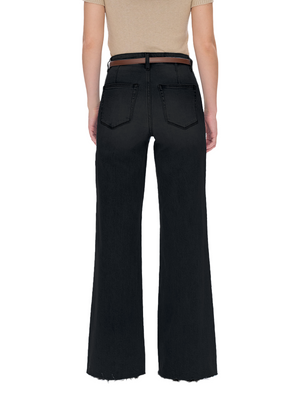 BlueMoment Women's High Waist Flare Leg BBL Jeans Tummy Control Fit Button Fly Pocket Design Soft Denim Bell Bottom Trousers