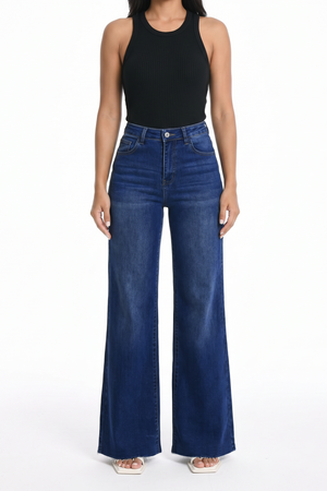 BlueMoment High Waisted Wide Leg Jeans for Women Stretchy Tummy Control Loose Denim Pants Trendy Plus Size Mom Baggy Jeans