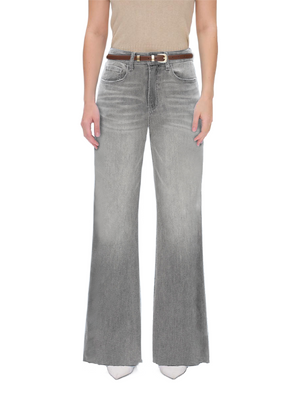 BlueMoment Women High Waist Wide Leg Straight Jeans Stretch Grey Wash Denim Pants