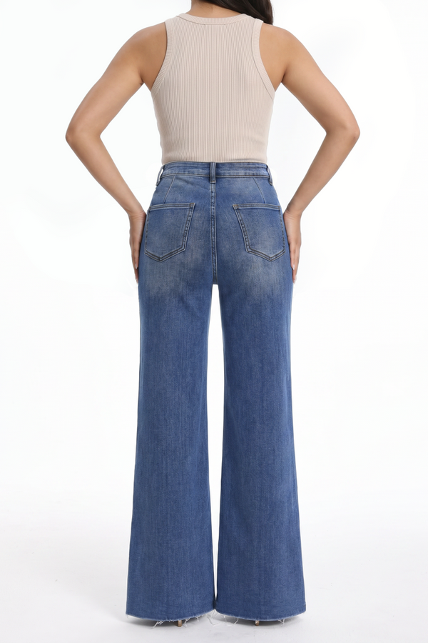 BlueMoment High Waisted Wide Leg Jeans for Women Stretchy Tummy Control Loose Denim Pants Trendy Plus Size Mom Baggy Jeans