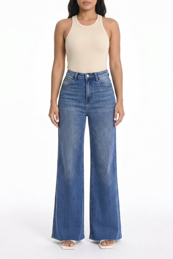 BlueMoment High Waisted Wide Leg Jeans for Women Stretchy Tummy Control Loose Denim Pants Trendy Plus Size Mom Baggy Jeans