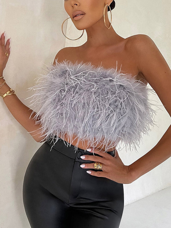 Feather Crop Top