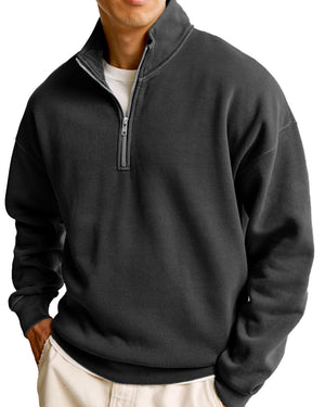 Men's Fashionable Casual Half-Zip Stand Collar Long-Sleeved Sweatshirt